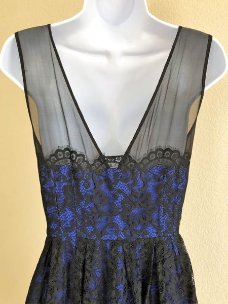 Moulinette Soeurs Anthropologie Size 6 Blue Silk Lace Dress