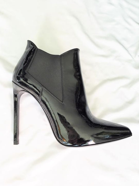 Saint Laurent Authentic Size 7.5 Chelsea Black Patent Leather Boots