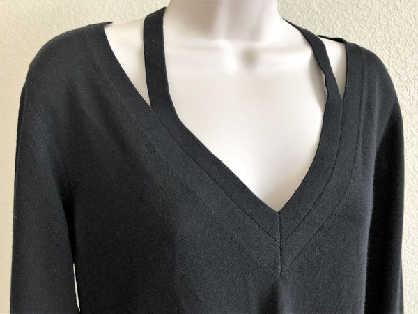 Theory Size Large Black Cut-out V-neck Top