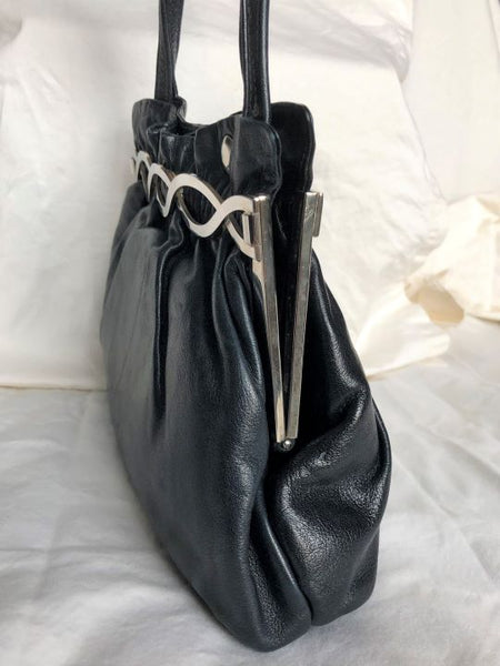 Nieri Argenti Vintage Italian Navy Leather Bag