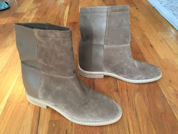 VINCE Size 5 Tan Leather and Suede Booties