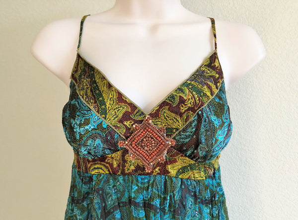 Hale Bob Size Small Teal Paisley Silk Tank