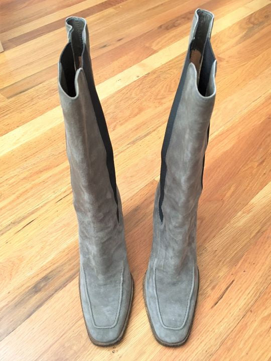 TOD'S Size 7 Olive Gray Suede Boots – FABULUX