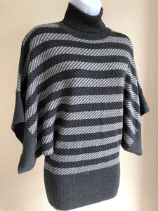 Trina Turk XS PETITE Gray Wool Striped Sweater