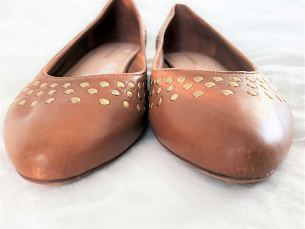 Loeffler Randall Size 8 Shireen Caramel Studded Flats