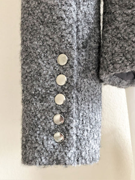 Luii Size Medium Gray Boucle Moto Blazer