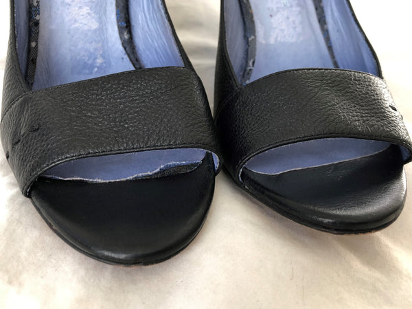 Biviel Couture Anthropologie Size 8 Sabana Black Leather Wedges