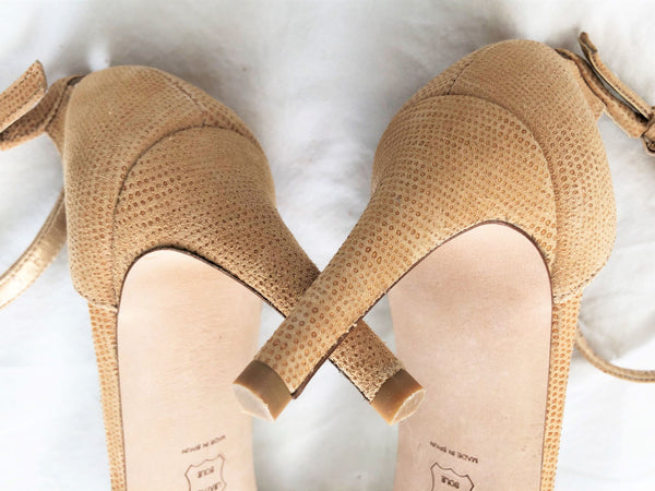 Stuart Weitzman Size 9.5 Nude Leather Strappy Sandals - CLEARANCE