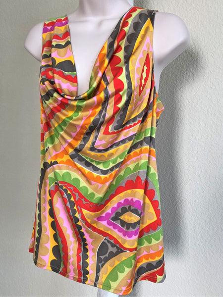 Trina Turk Size Large Multi-Color Silk Top - CLEARANCE