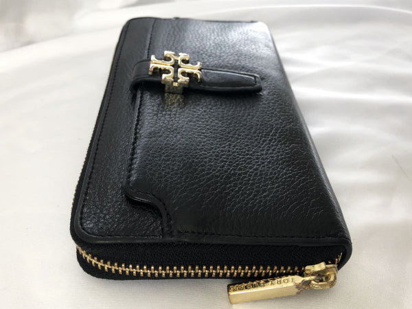 Tory Burch Black Leather Zip Around Wallet