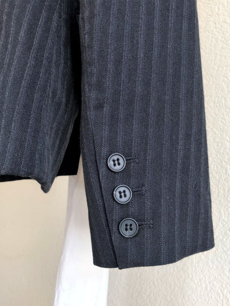 Theory Size 4 Navy Pinstripe Outside Pockets Blazer