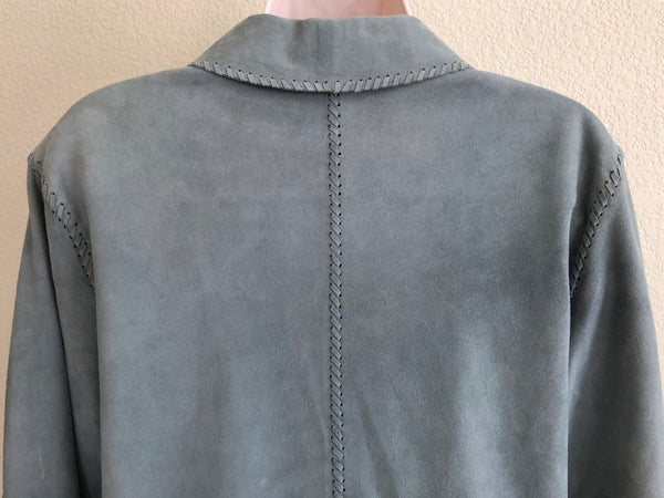 Sundance Size 10 Gray Suede Leather Whipstitch Jacket