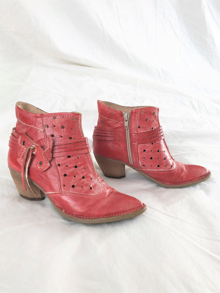 Khris Size 5.5 Red Leather Bootie - CLEARANCE