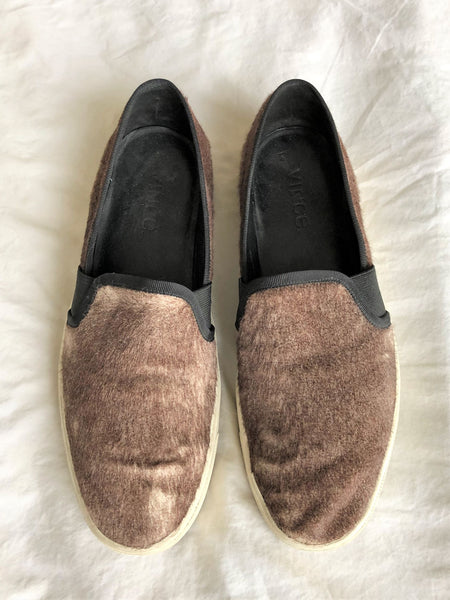 VINCE Size 9 Brown Calf Hair Slip-ons