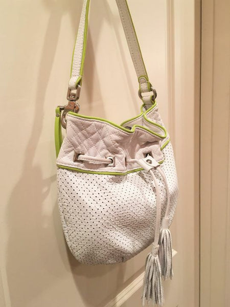 Francesco Biasia White Perforated Hobo Bag