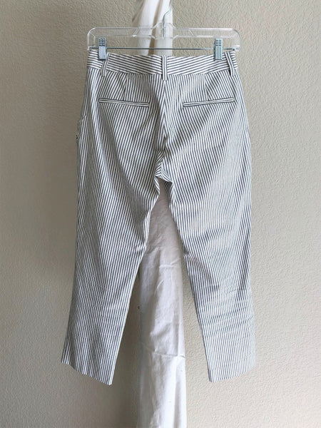 Theory Yanette Crop Pants Size 2 White Pinstripe