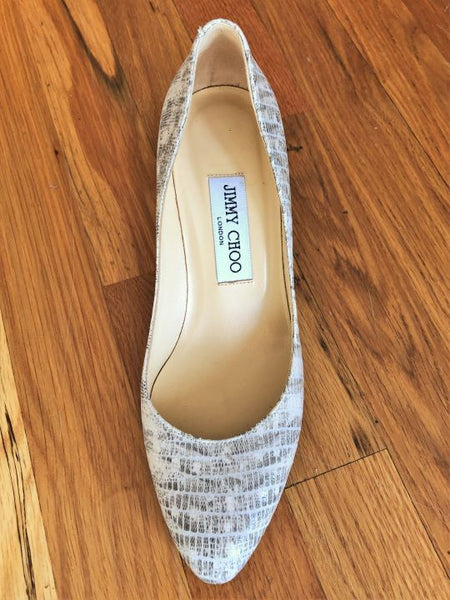 Jimmy Choo Authentic Size 6.5 Irena Cream Snakeskin Pumps