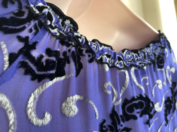 Hale Bob MEDIUM Purple Velvet Silk Blend Print Top
