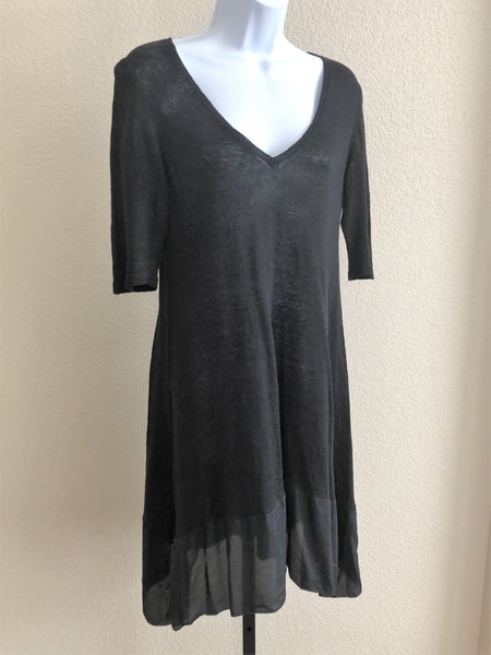 Eileen Fisher SMALL Black Ruffle Dress