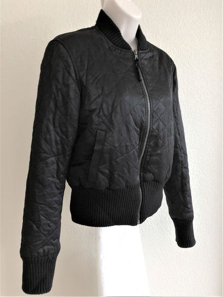 Theory Size Small Black Satin Quilted Jacket