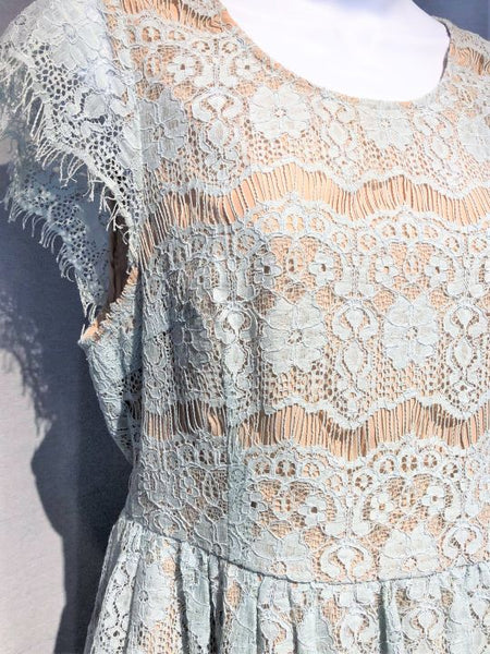 Maeve Anthropologie SMALL Katrine Blue Lace Peplum Top - CLEARANCE