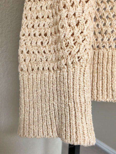 Theory Karenia Size Large Cream Knit Sweater