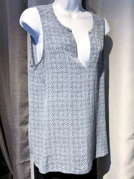 Joie LARGE Light Blue Sleeveless Silk Print Top - CLEARANCE