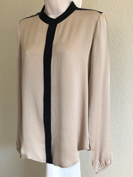 Theory Size Small Petite Gerine Beige and Black Silk Top