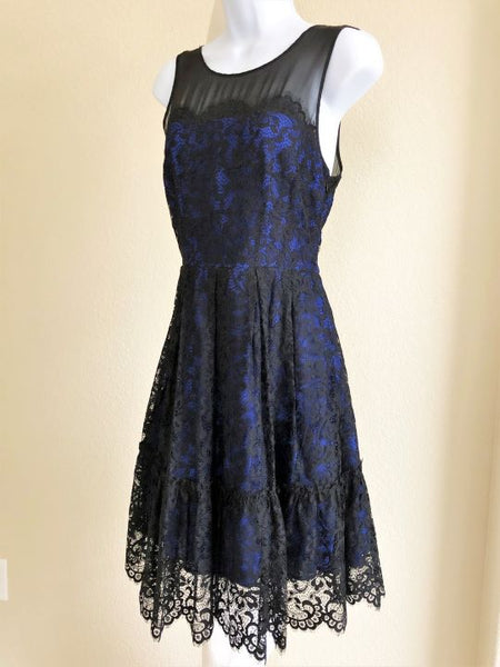 Moulinette Soeurs Anthropologie Size 6 Blue Silk Lace Dress