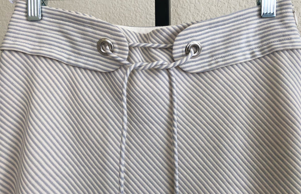 Tocca Size 2 Cream and Blue Striped Wool Skirt