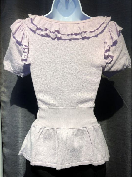 bebe XS Lavender Knit Ruffled Top