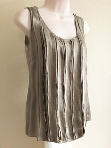 WORTH Size 0 Brown Silk Vertical Pleat Blouse - CLEARANCE