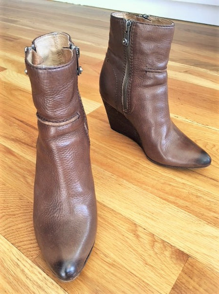 Frye Size 5.5 Regina Brown Leather Ankle Boots