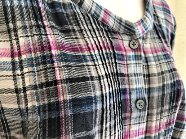 Joie LARGE Gray Plaid Cotton Shirt