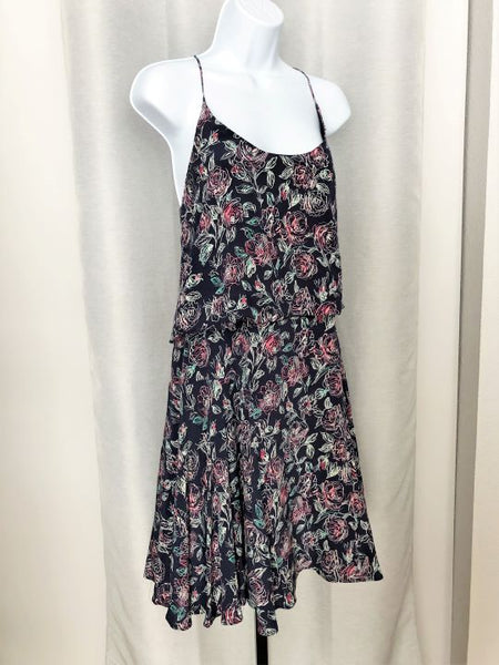 Joie Size LARGE Nanon Navy Floral Silk Dress