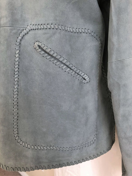 Sundance Size 10 Gray Suede Leather Whipstitch Jacket