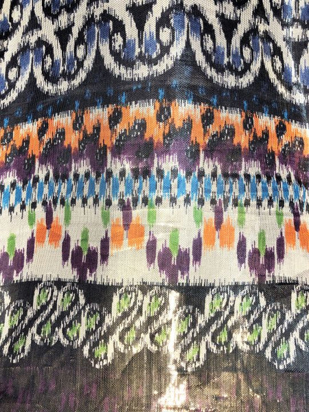 Tory Burch Size 4 Multi-Color Silk Metallic Top