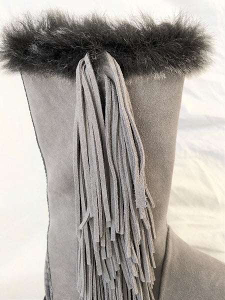Sam Edelman Size 6 Tilden - NEW - Gray Suede Fringed Boots