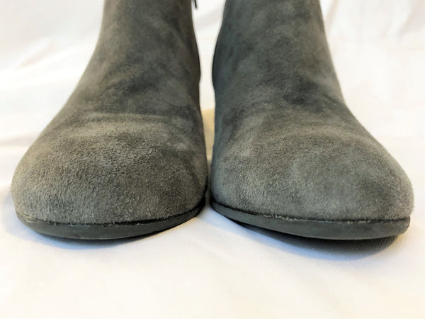 Aquatalia Size 6.5 Gray Leather Wedge Boots