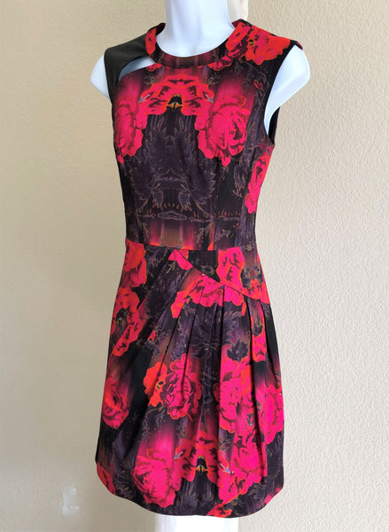 Nanette Lepore Size 4 Black and Red Floral Dress