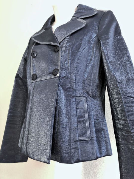 Nanette Lepore Size 10 Navy Patent Pea Coat