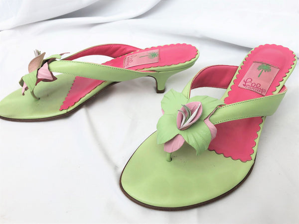 Lilly Pulitzer Size 8 Flyer Leather Thong Sandals