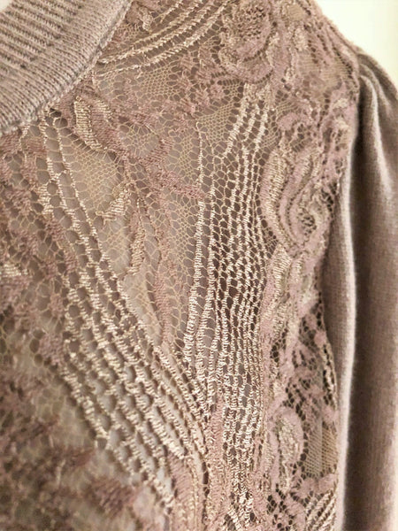 Blumarine SMALL Tan Beaded Cashmere Cardigan