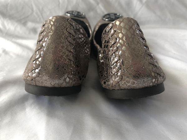 Tory Burch Heidi Size 9.5 Metallic Leather Flats