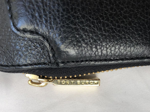 Tory Burch Black Leather Zip Around Wallet