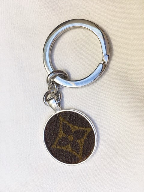 Louis Vuitton REPURPOSED Round Metal Key Ring with Monogram Canvas