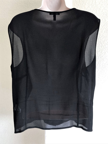 ESCADA LARGE Black Sheer Silk Tank Top