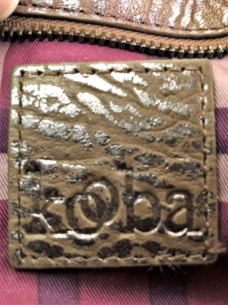 kooba - NEW - Brown Metallic Crackle Print Leather Cross Body
