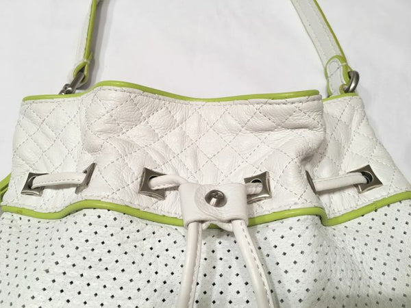 Francesco Biasia White Perforated Hobo Bag