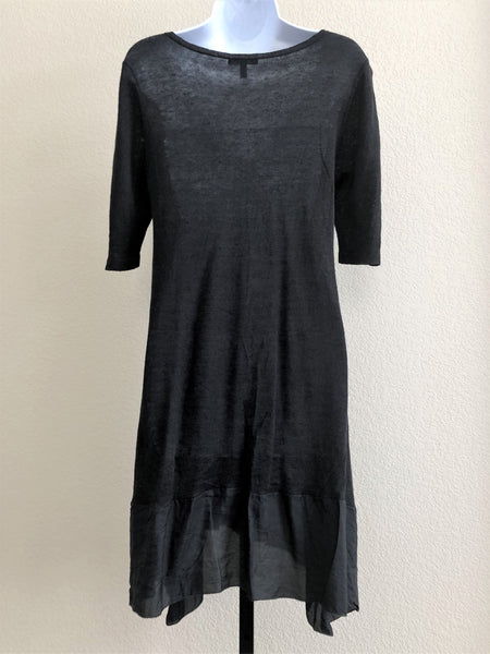 Eileen Fisher SMALL Black Ruffle Dress